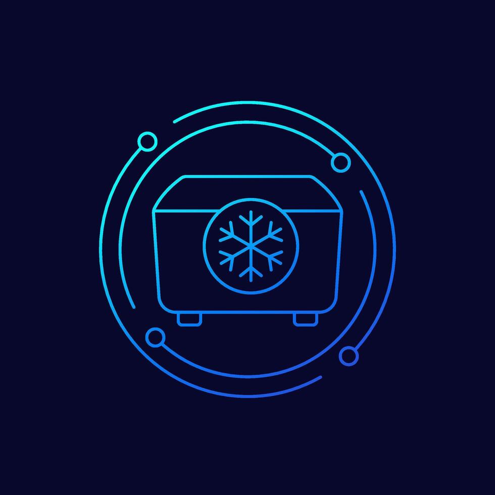 fridge, supermarket freezer icon in linear design vector