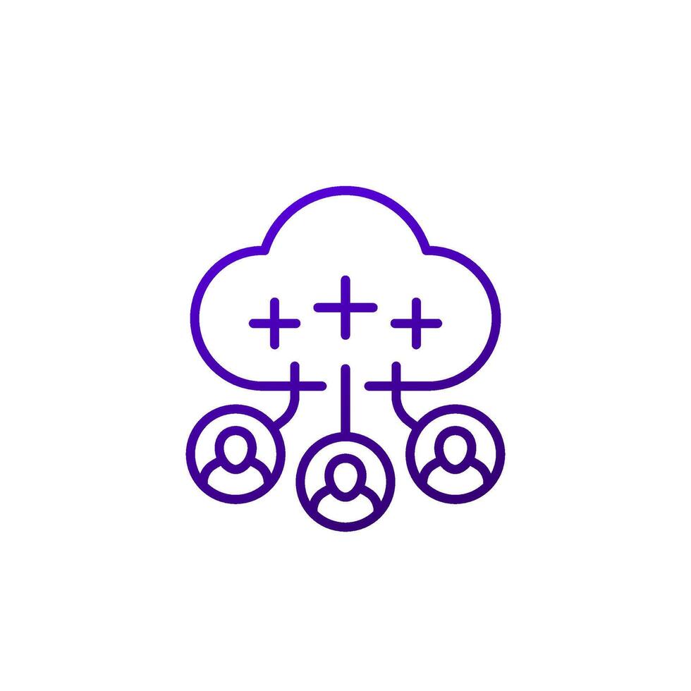 collect user data icon with a cloud, line vector