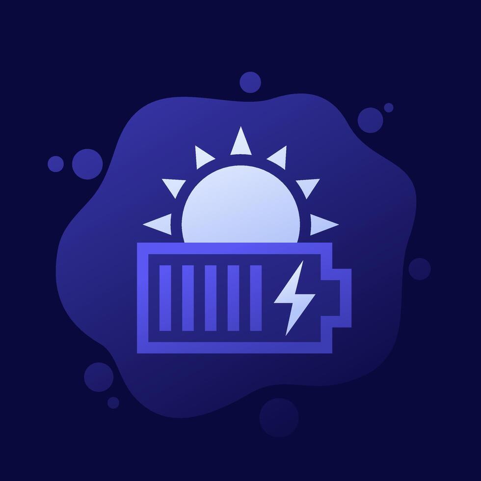 storing solar energy icon with a battery, design vector