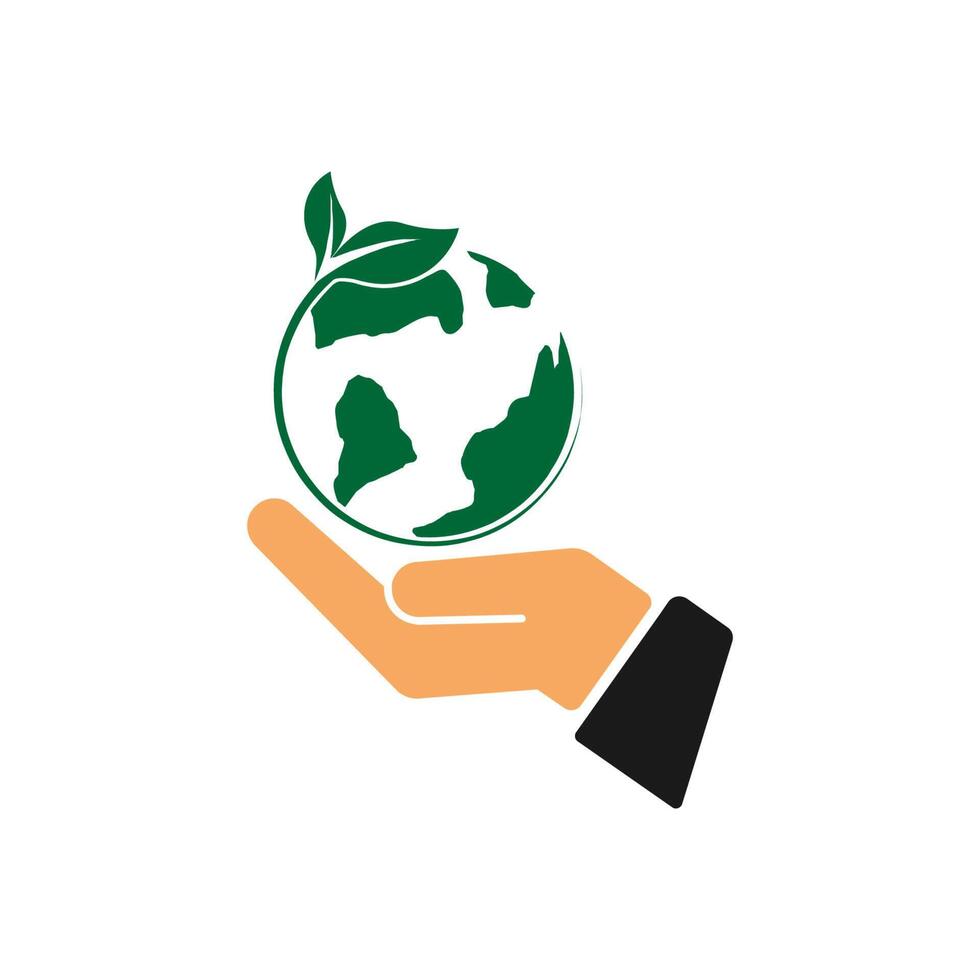 green earth planet concept, icon, world ecology, nature global protect, logo eco environment, globe with leafs vector