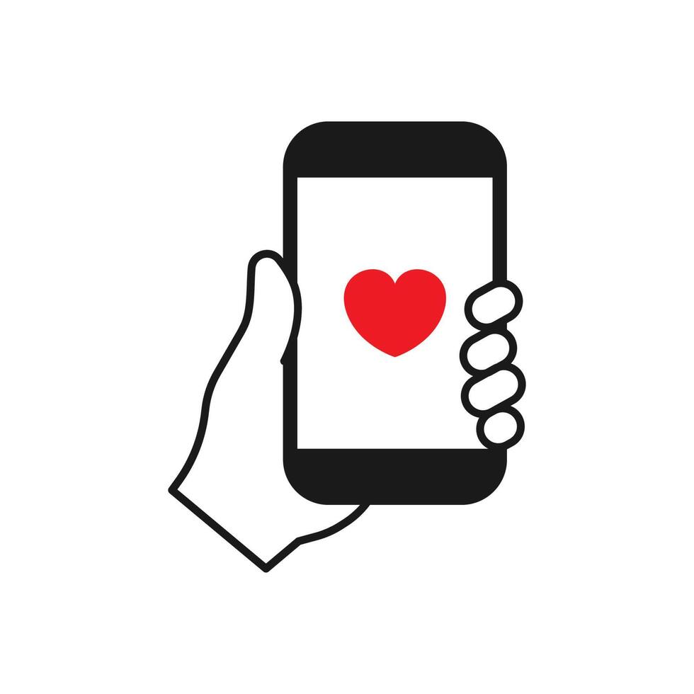 Love message. Hand holding phone with love or like notification messages, Valentines day design concept vector