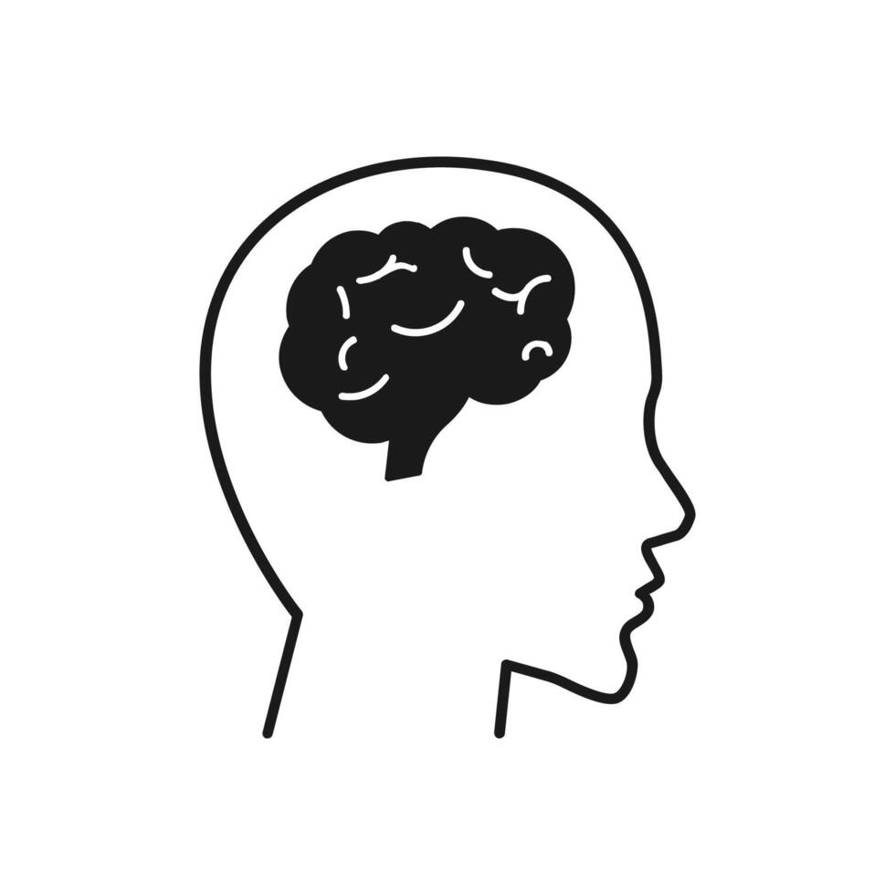 Head with brain symbol icon vector