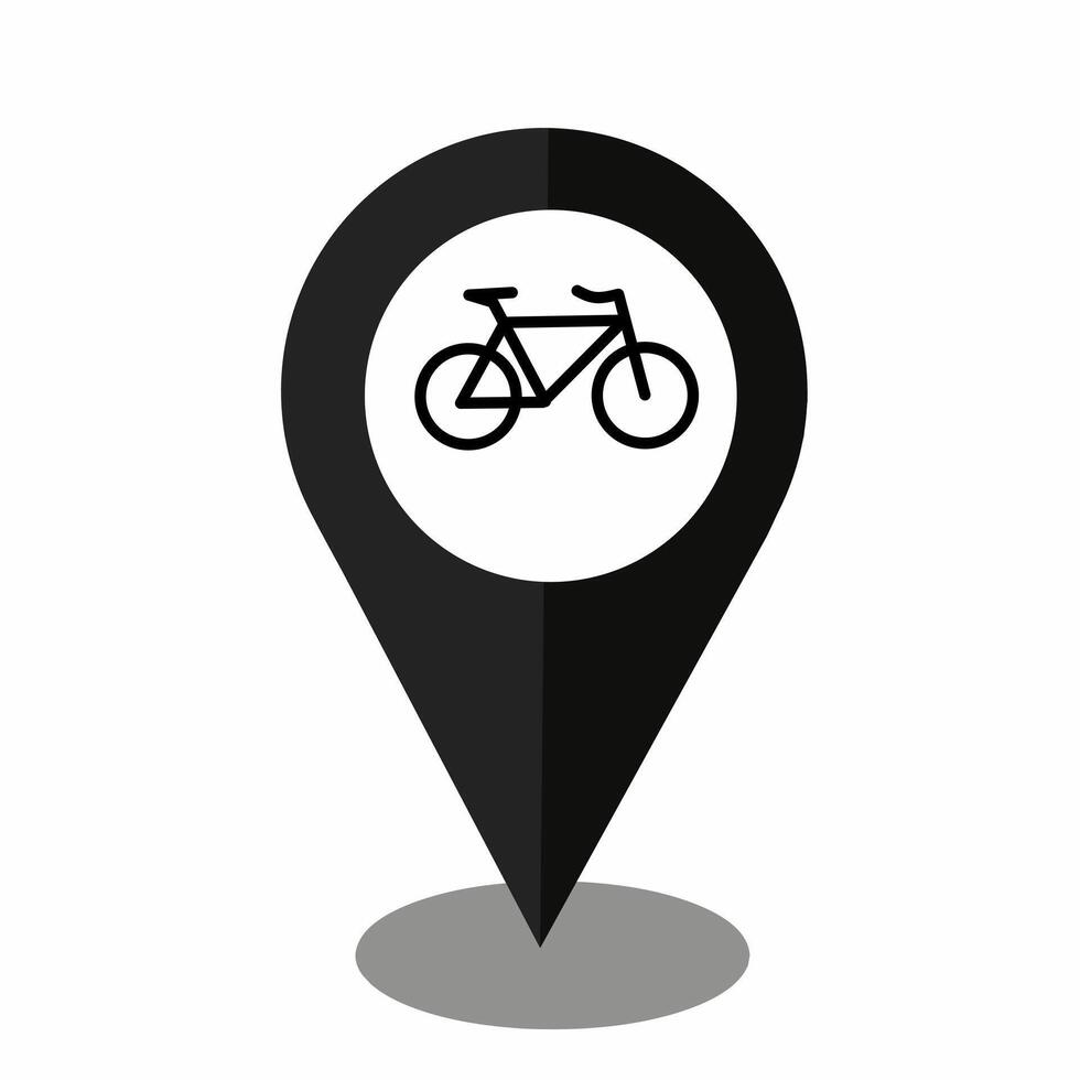 A map pin with a bicycle icon vector