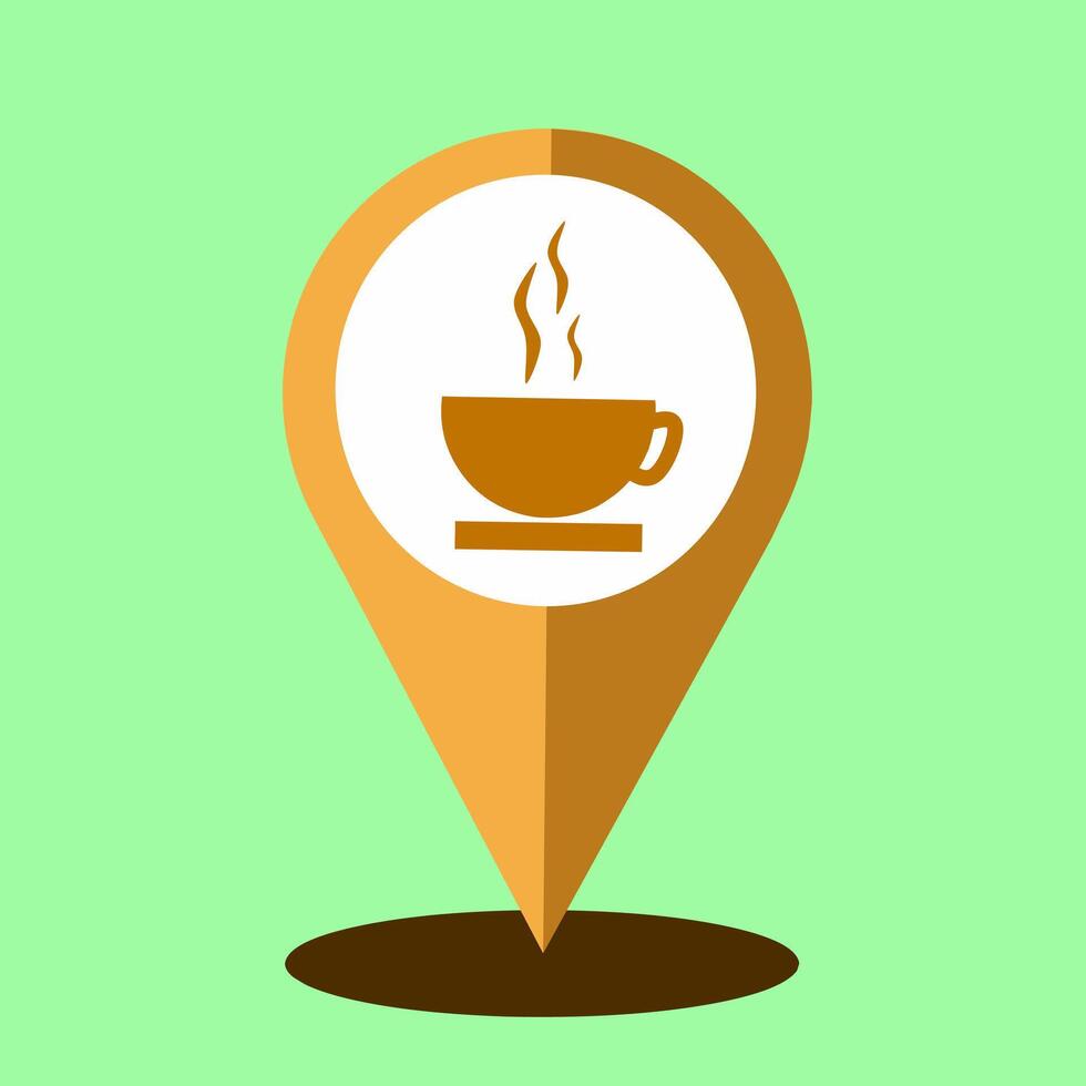 Coffee cup icon on map pointer illustration vector