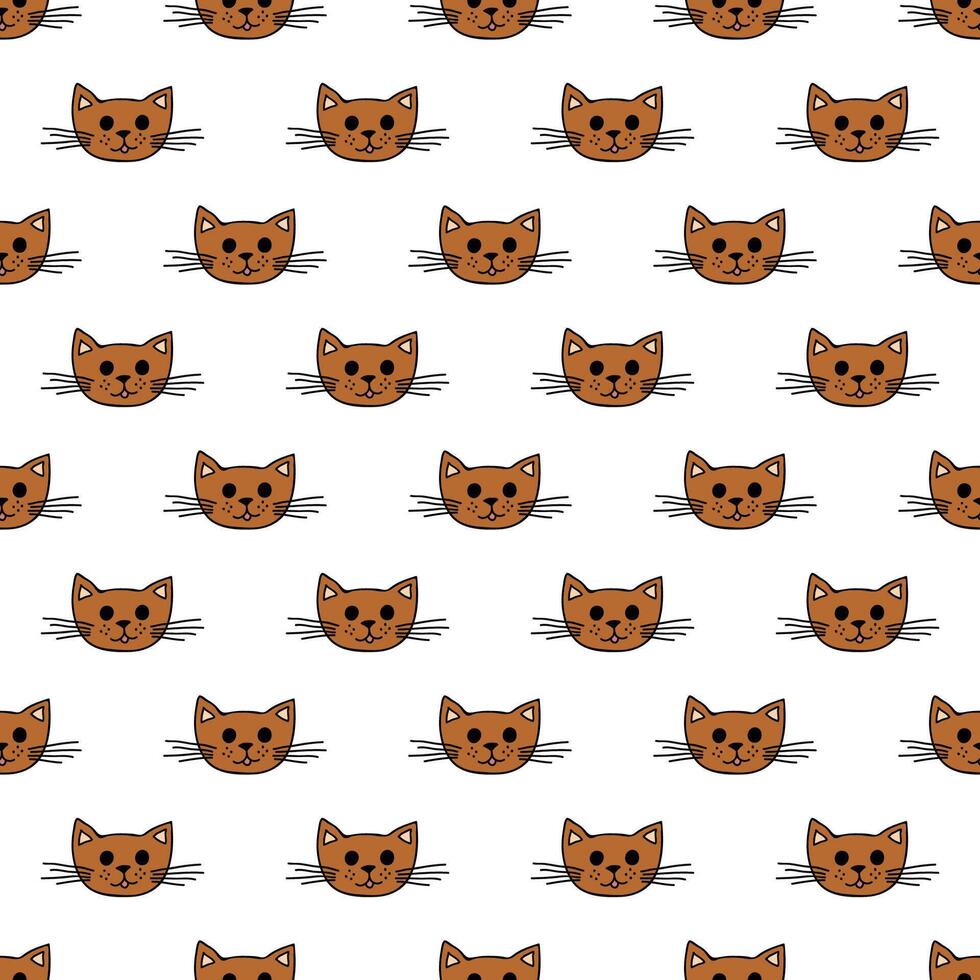 Seamless pattern with cat muzzle doodle for decorative print, wrapping paper, greeting cards, wallpaper and fabric vector