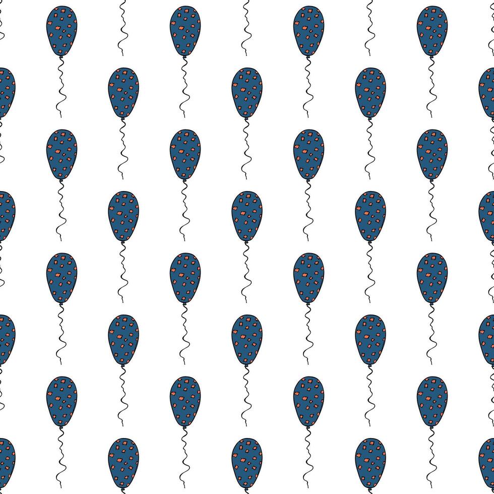 Holiday seamless pattern with flying balloon doodle for decorative print, wrapping paper, greeting cards, wallpaper and fabric vector