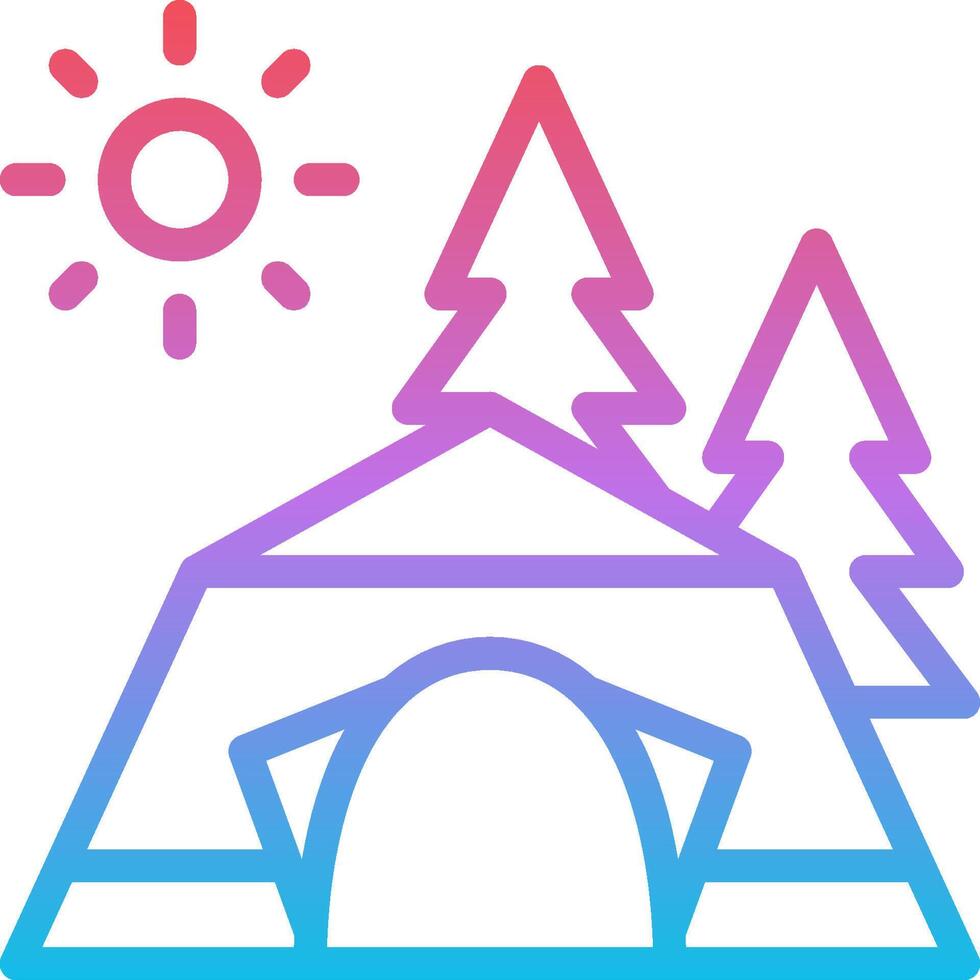 A tent and trees with the sun in the background vector