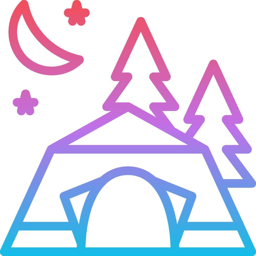 A tent with trees and a moon in the background vector