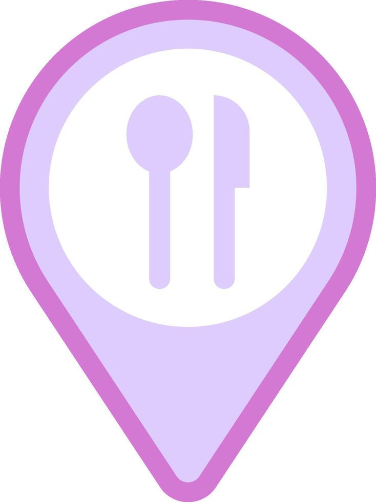 A purple pin with a fork and spoon vector