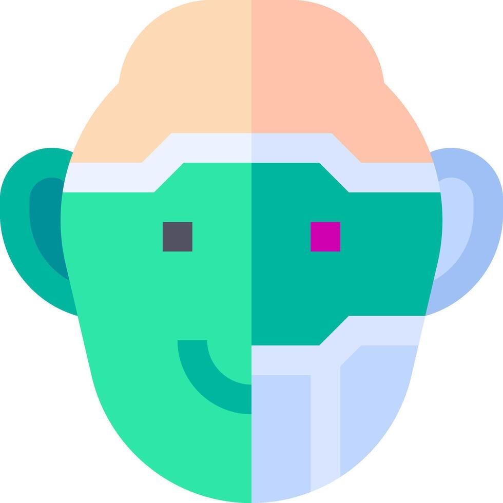 A cartoon face with a green and blue head vector