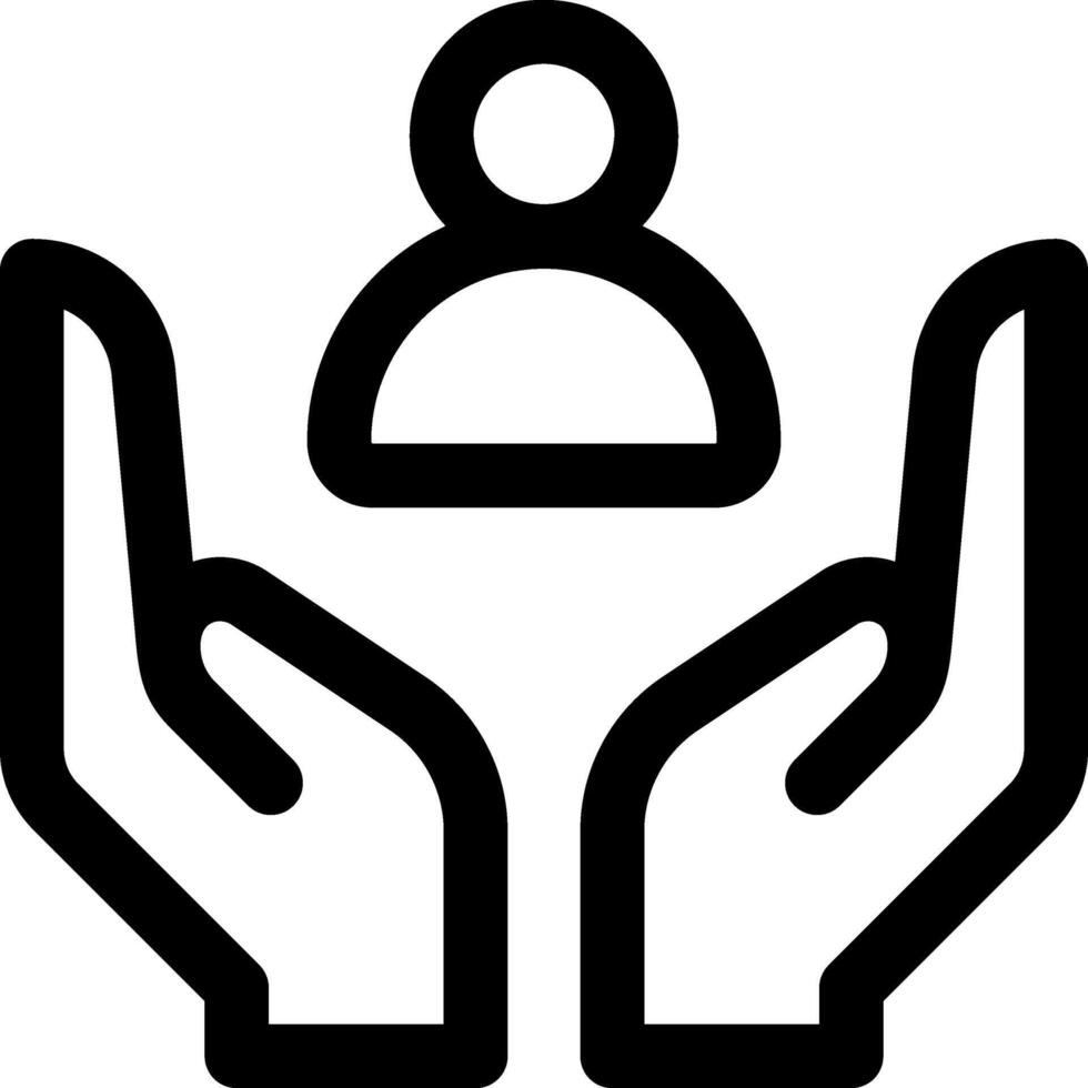 A black and white icon of two hands holding a person vector
