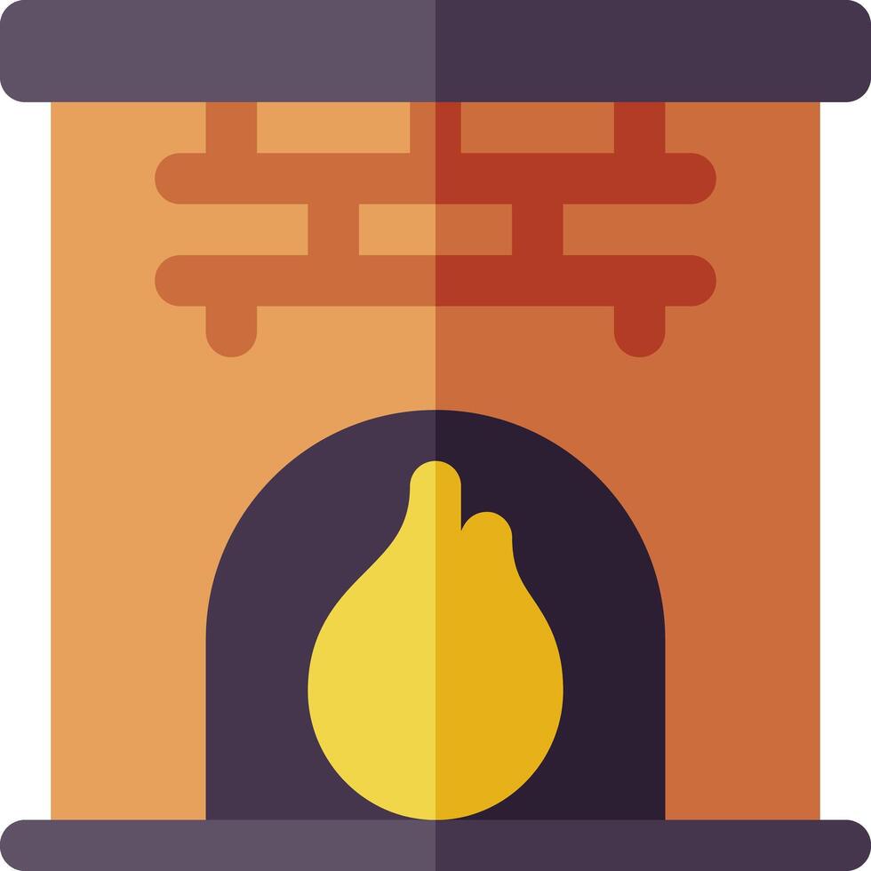 A brick fireplace with a fire in it vector