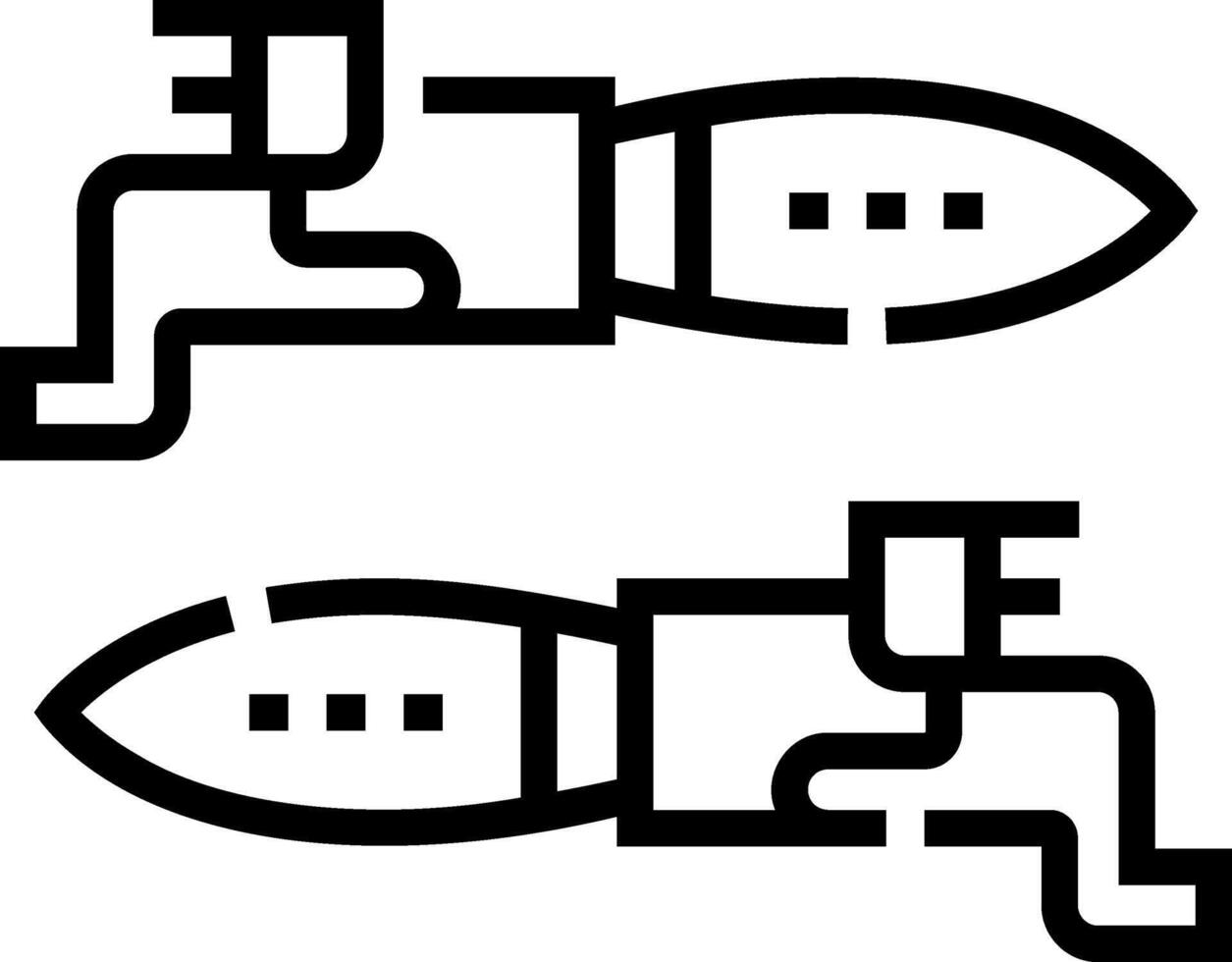 Two black and white icons of a rocket vector