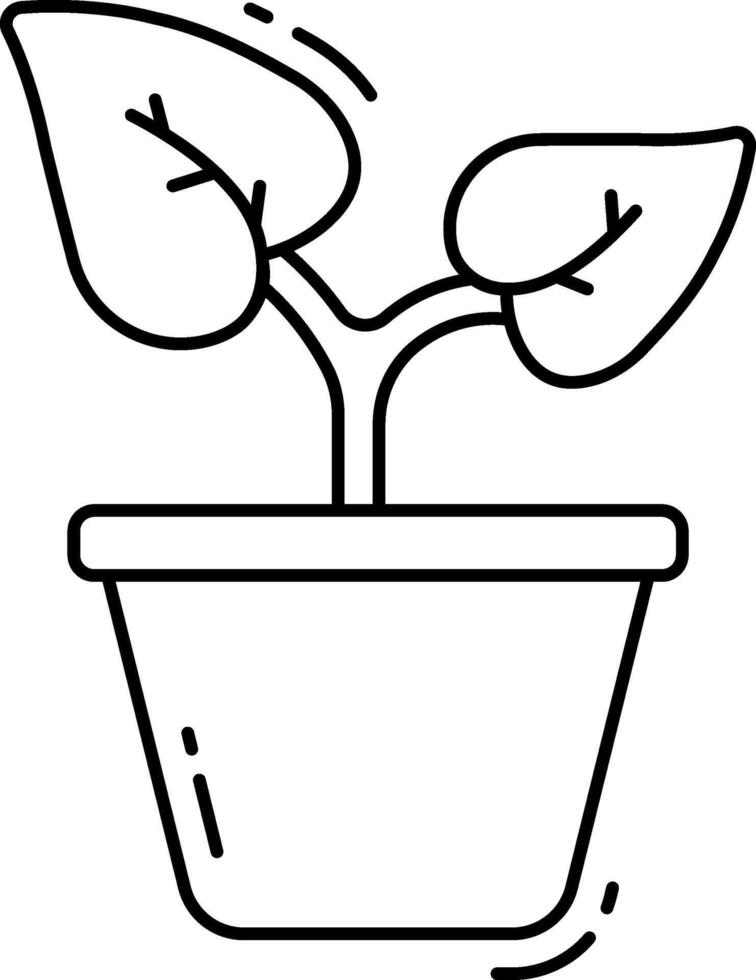 Plant in pot outline vector