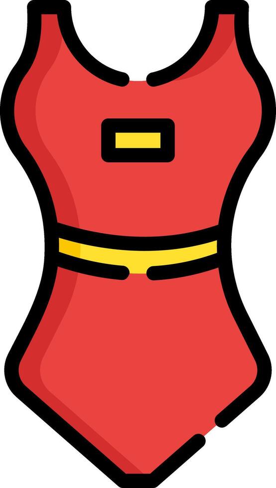 A red swimsuit with a yellow belt vector