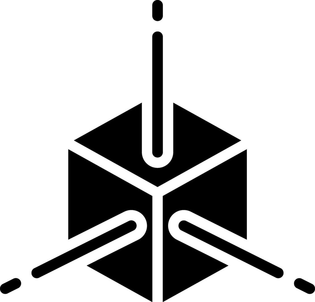 A black and white logo of a cube with a line through it vector