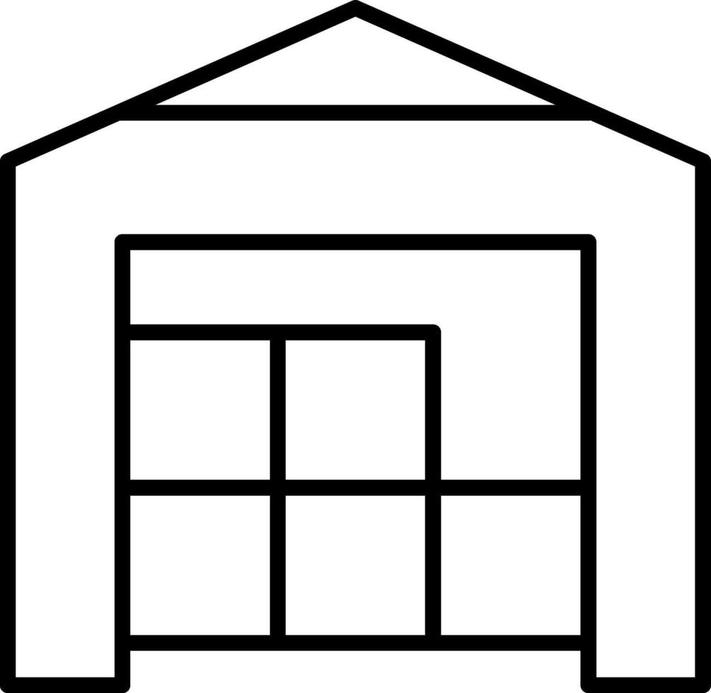 A black and white outline of a garage vector