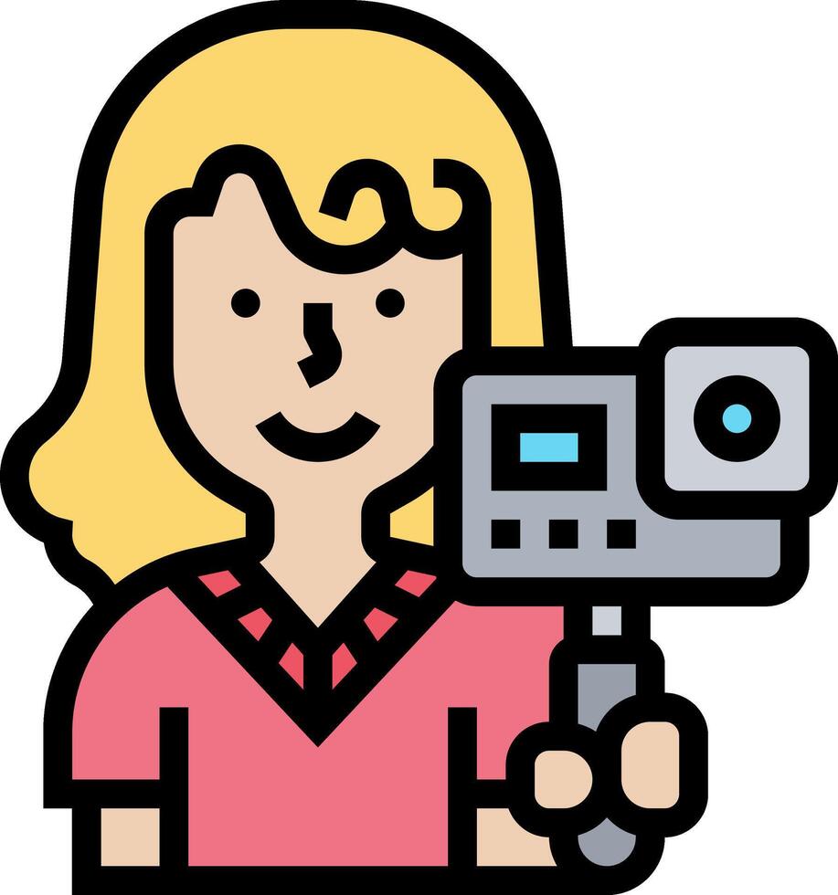 A cartoon woman holding a camera vector