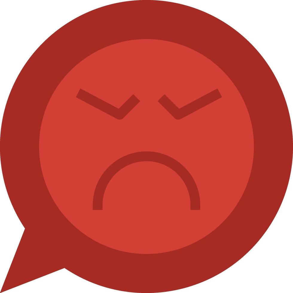 A red speech bubble with an angry face vector