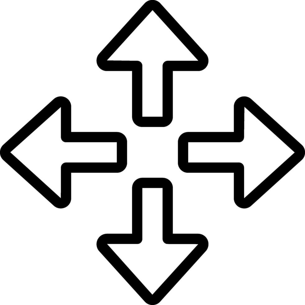 A black and white image of four arrows pointing in different directions vector