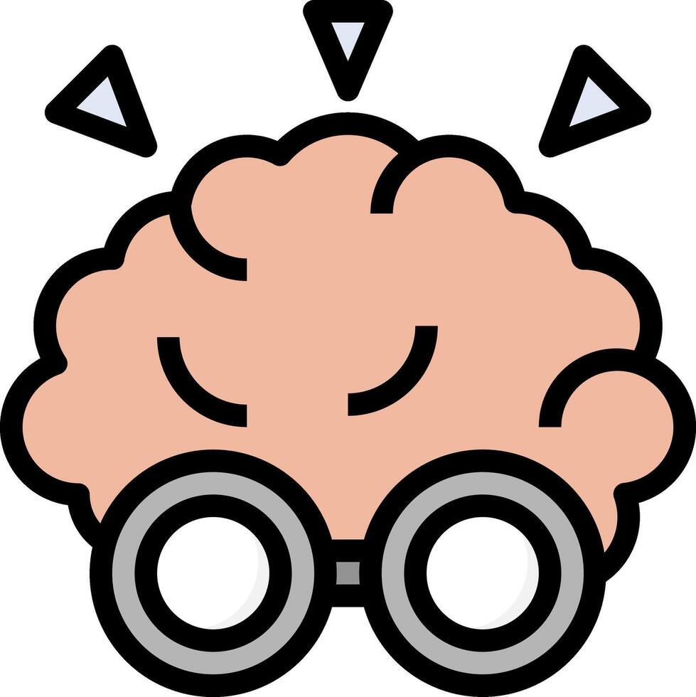 A cartoon brain with glasses and a light bulb vector