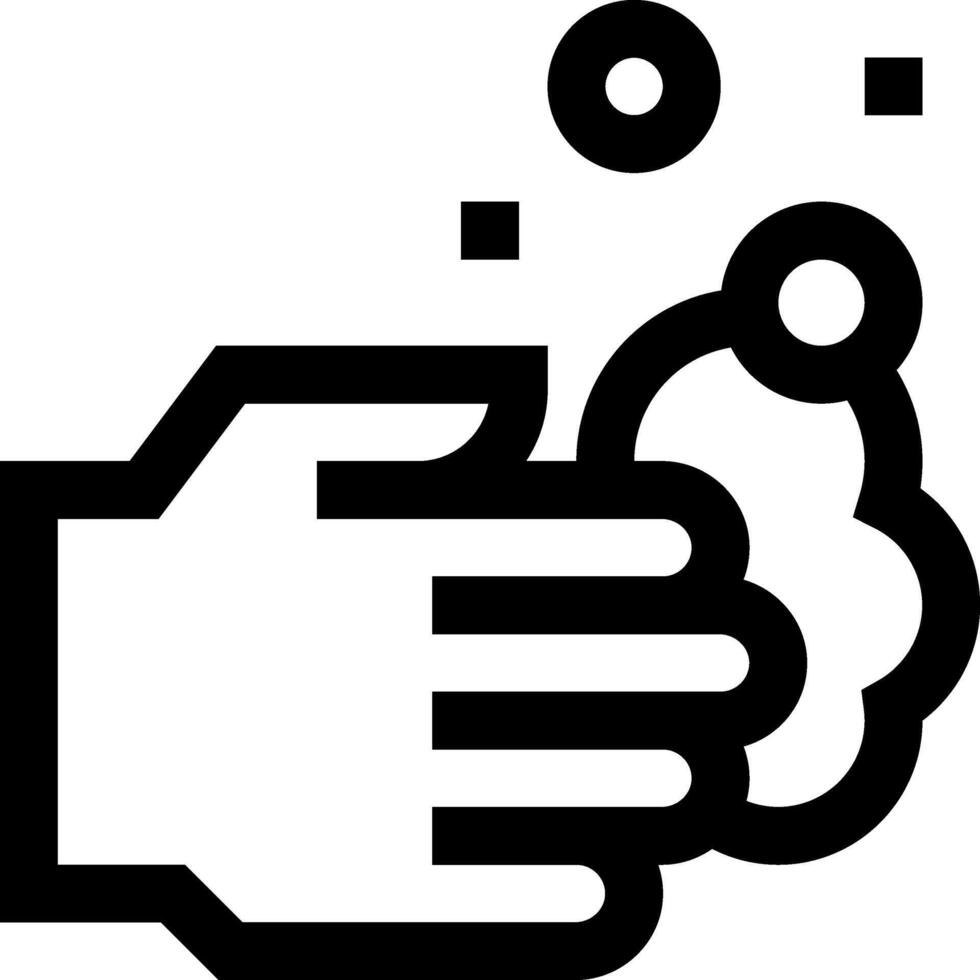 A black and white icon of a hand washing a hand vector