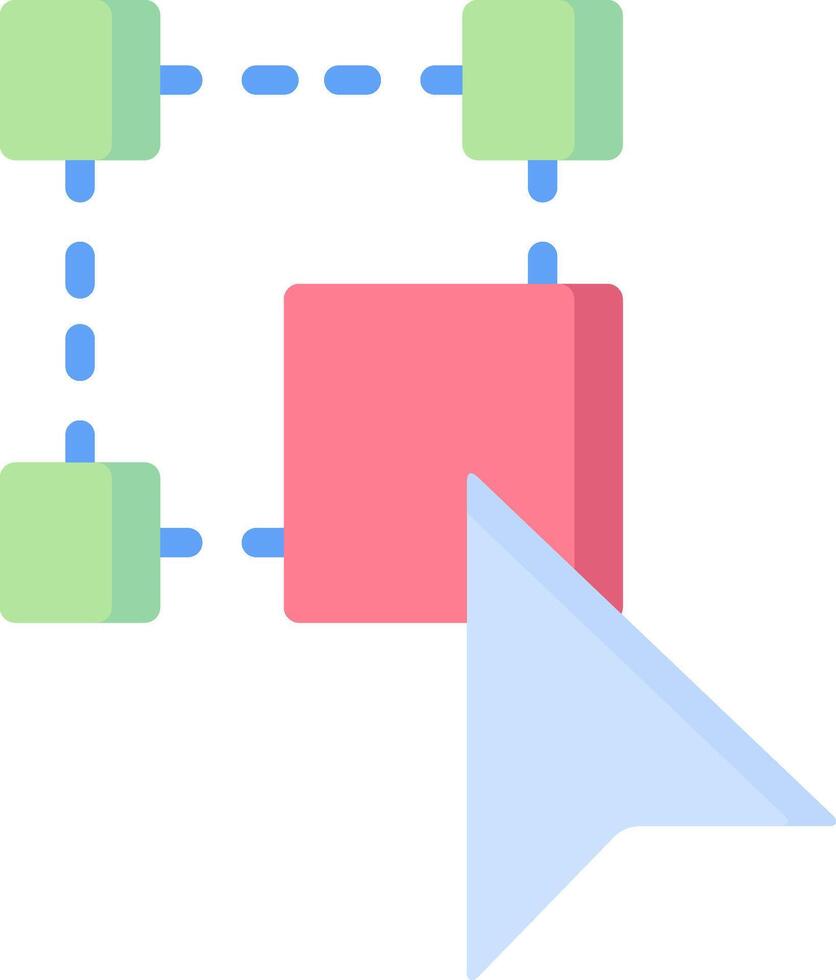 A mouse pointing at a block with a red arrow vector