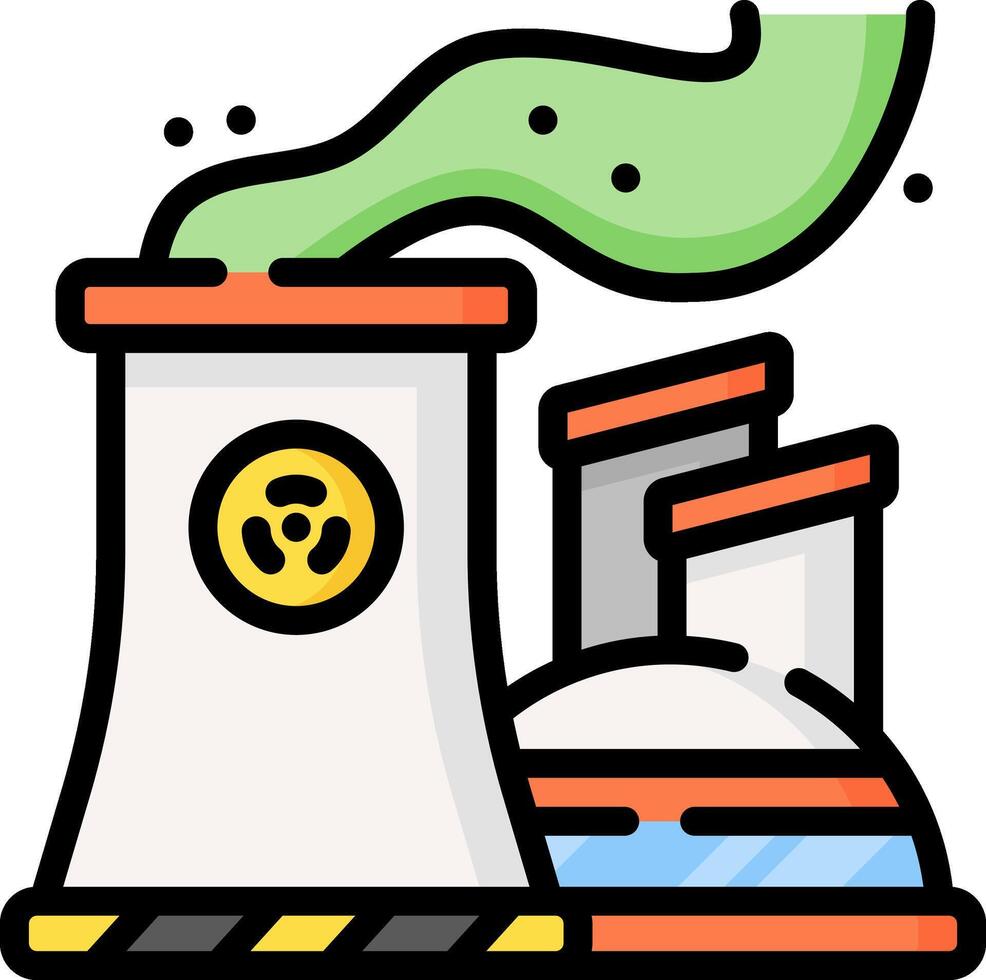 An illustration of a factory with a green smoke coming out of it vector