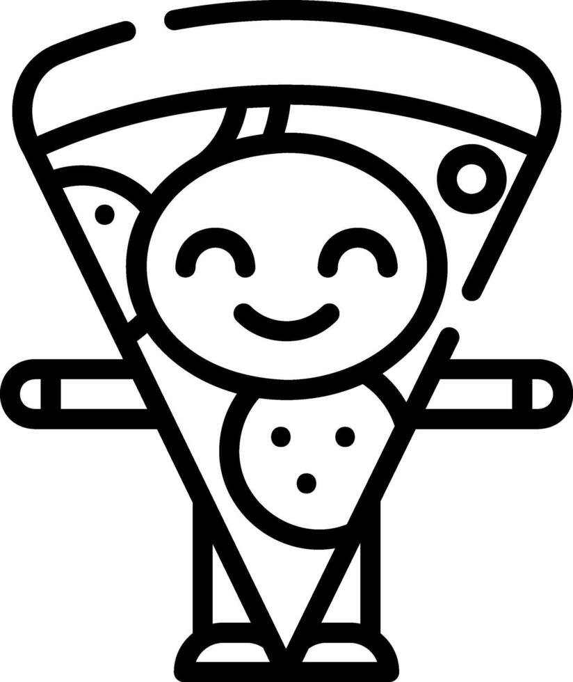 A pizza slice icon with a smiley face vector