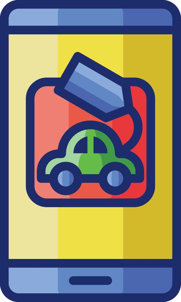 Car insurance icon on a smartphone vector