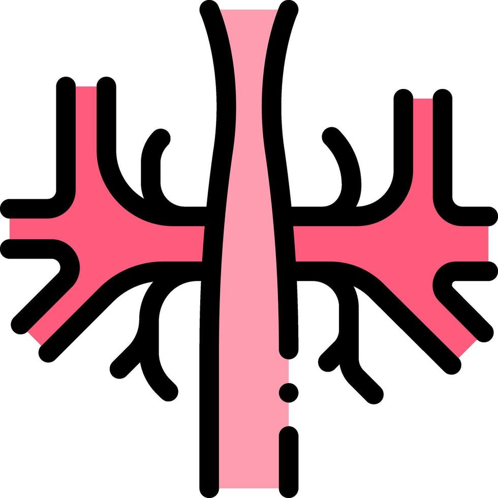 A pink and black illustration of a human heart vector