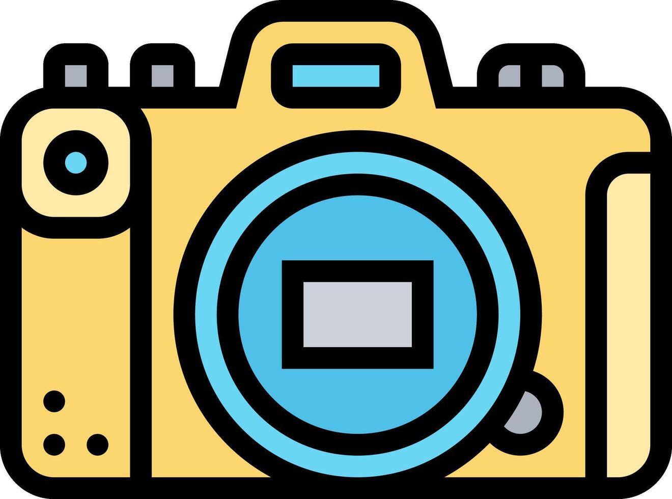 A camera icon with a yellow background vector