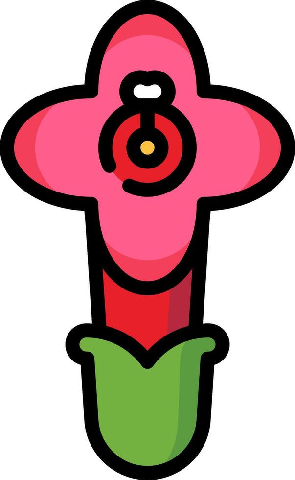 A cartoon flower with a green stem and a pink flower vector
