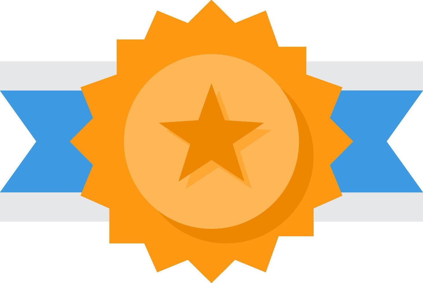 A star on a ribbon with a blue and orange background vector