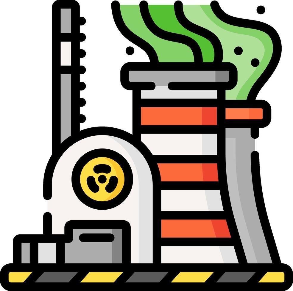 An illustration of a factory with a green pipe vector