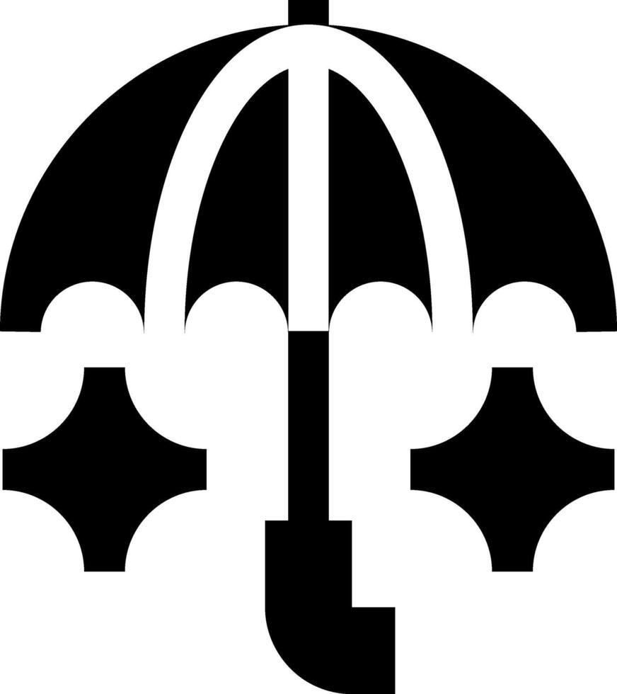 A black and white umbrella with stars on it vector