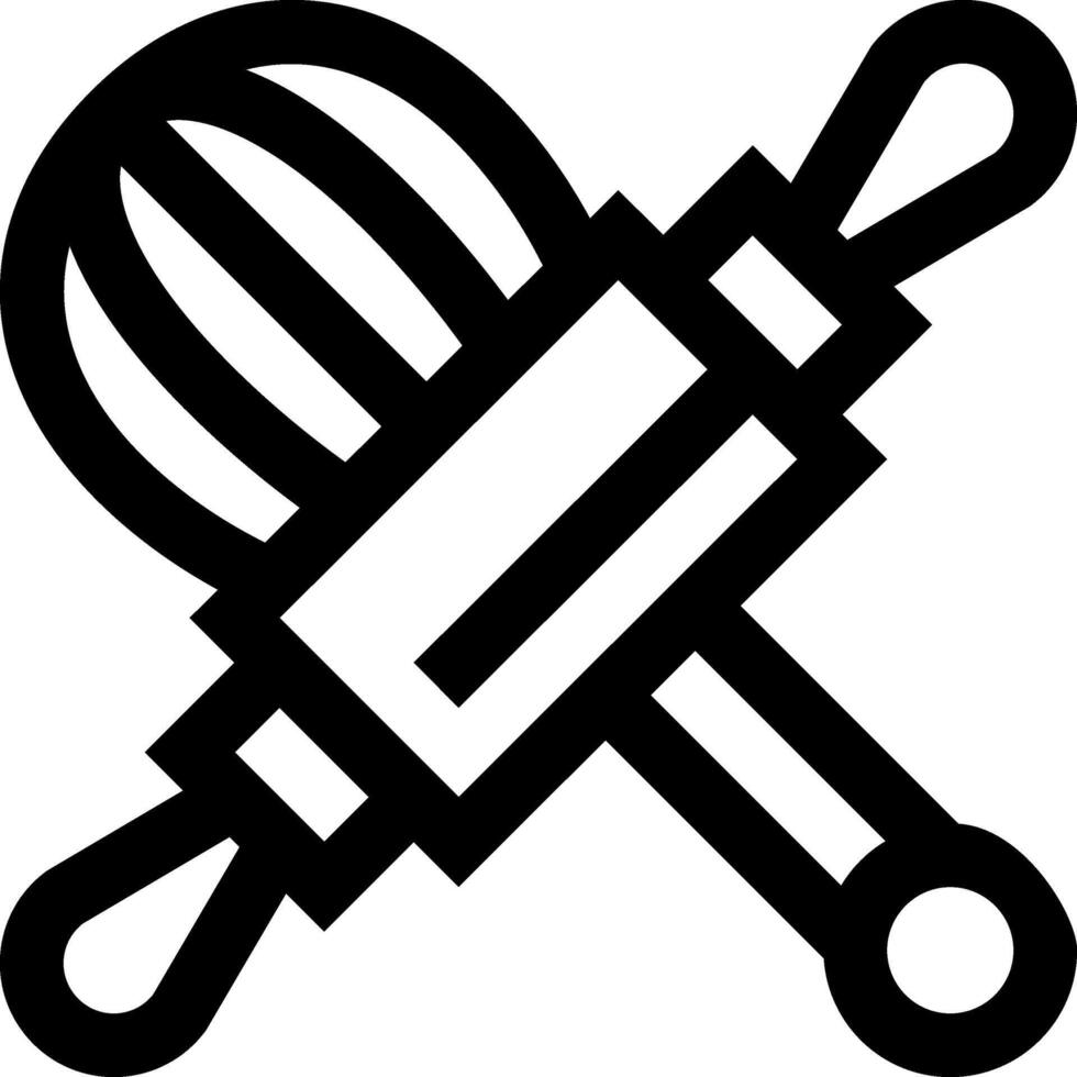 A black and white icon of a rolling pin vector