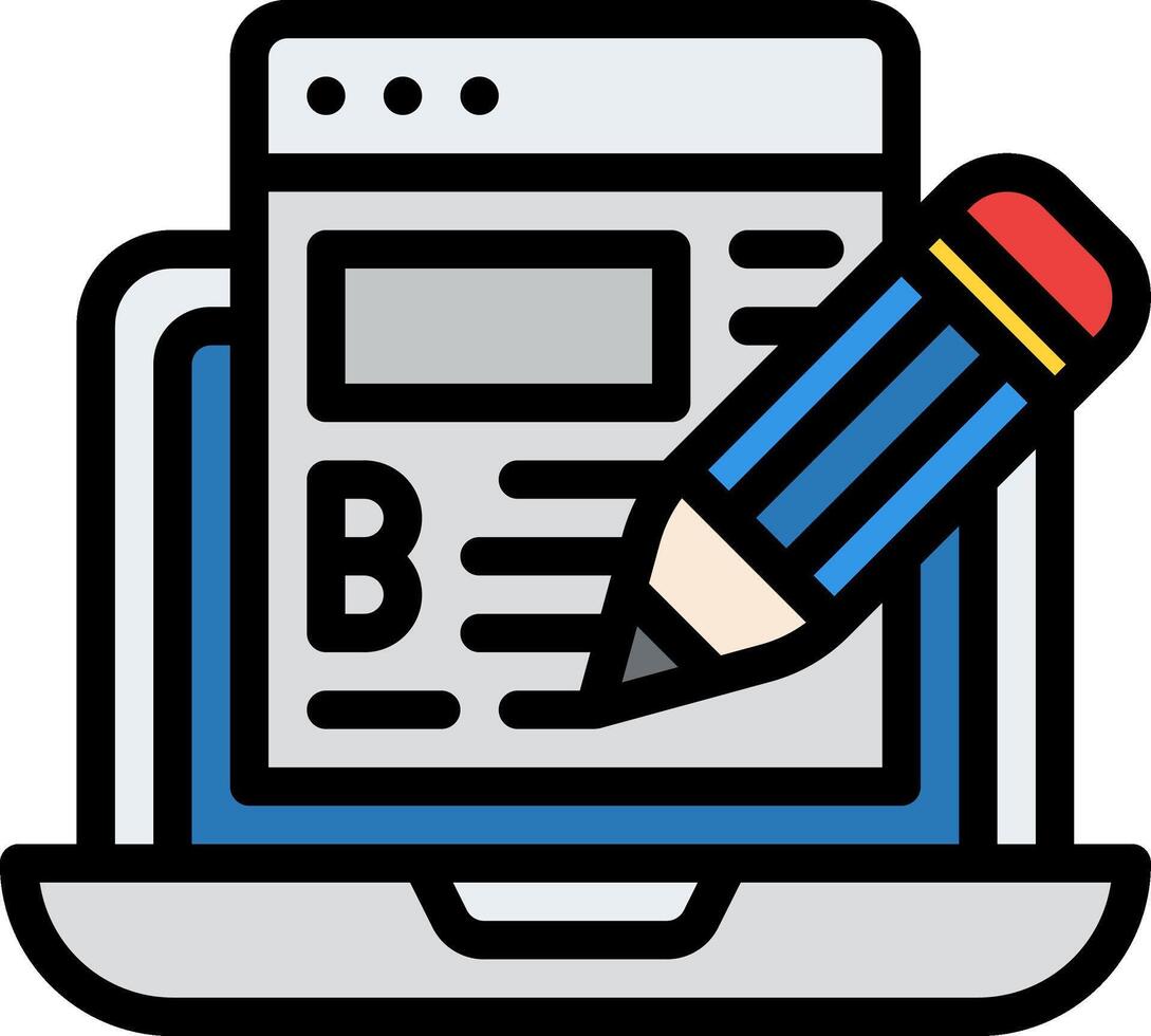 A pencil and a paper are on a laptop vector