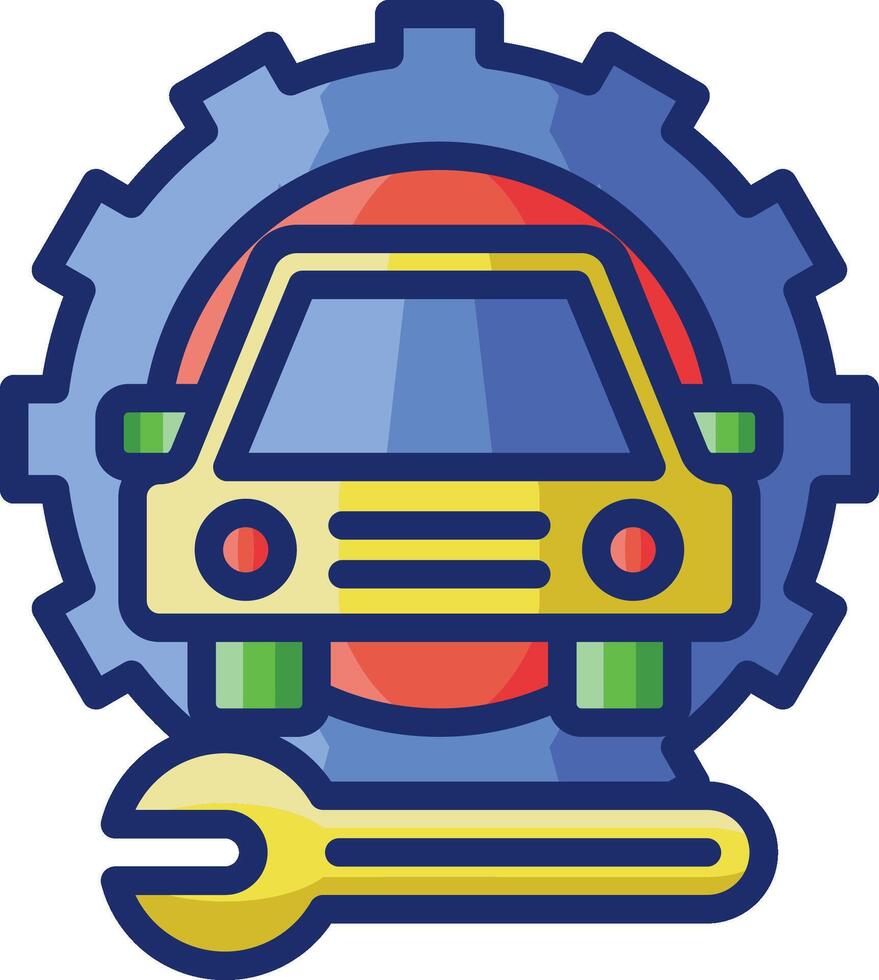 Car mechanic icon with wrench and gear wheel vector