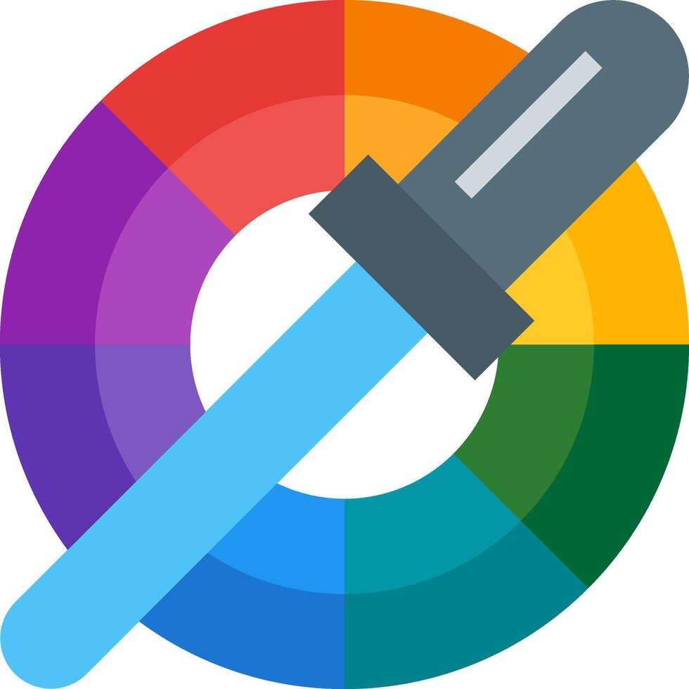 A colorful circle with a pen in the center vector