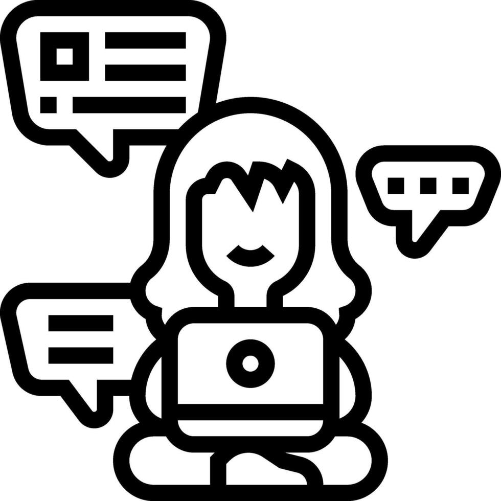 A woman with a laptop and speech bubbles vector