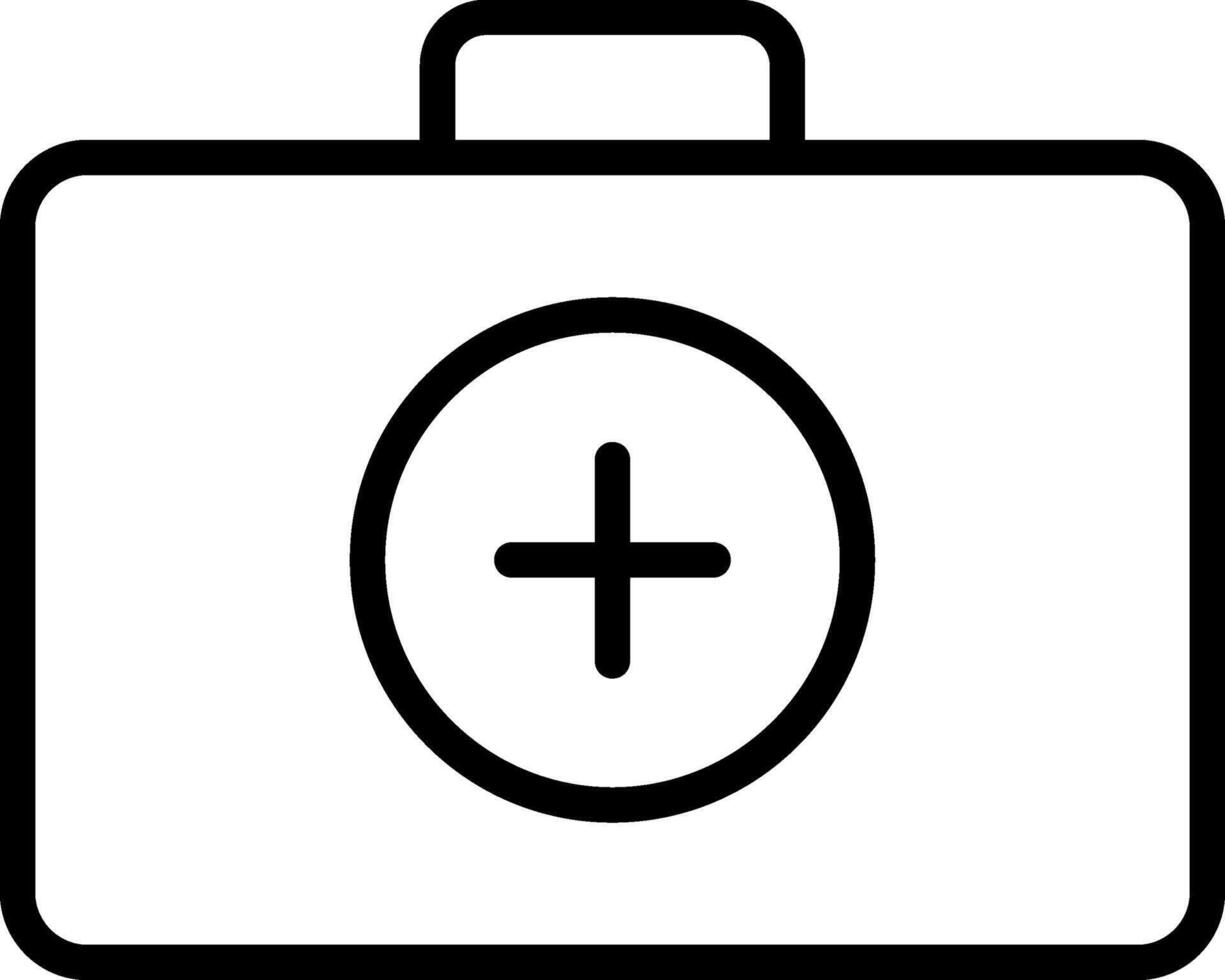 A black and white illustration of a briefcase with a plus sign vector