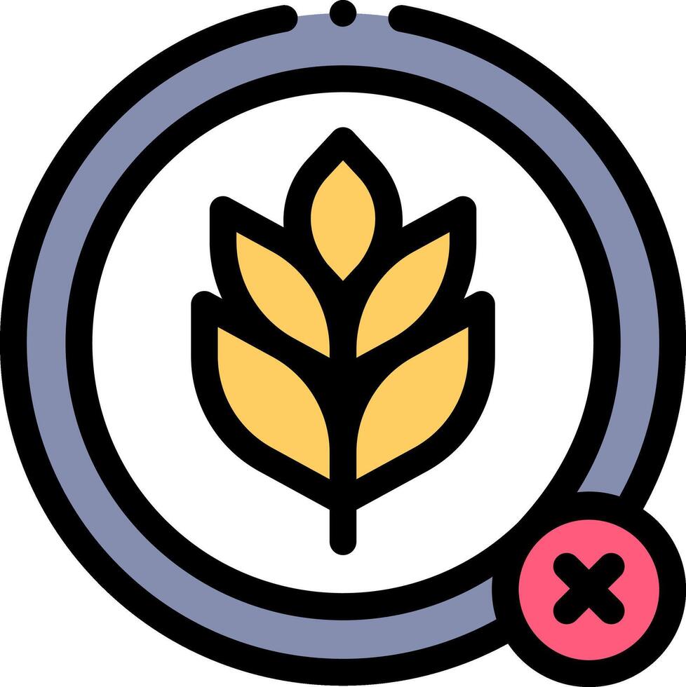 A wheat leaf icon with a red cross vector