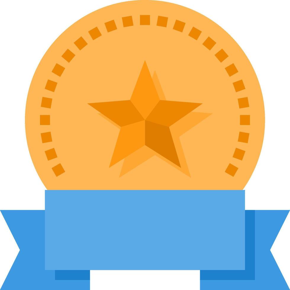 A gold star with blue ribbon on a white background vector