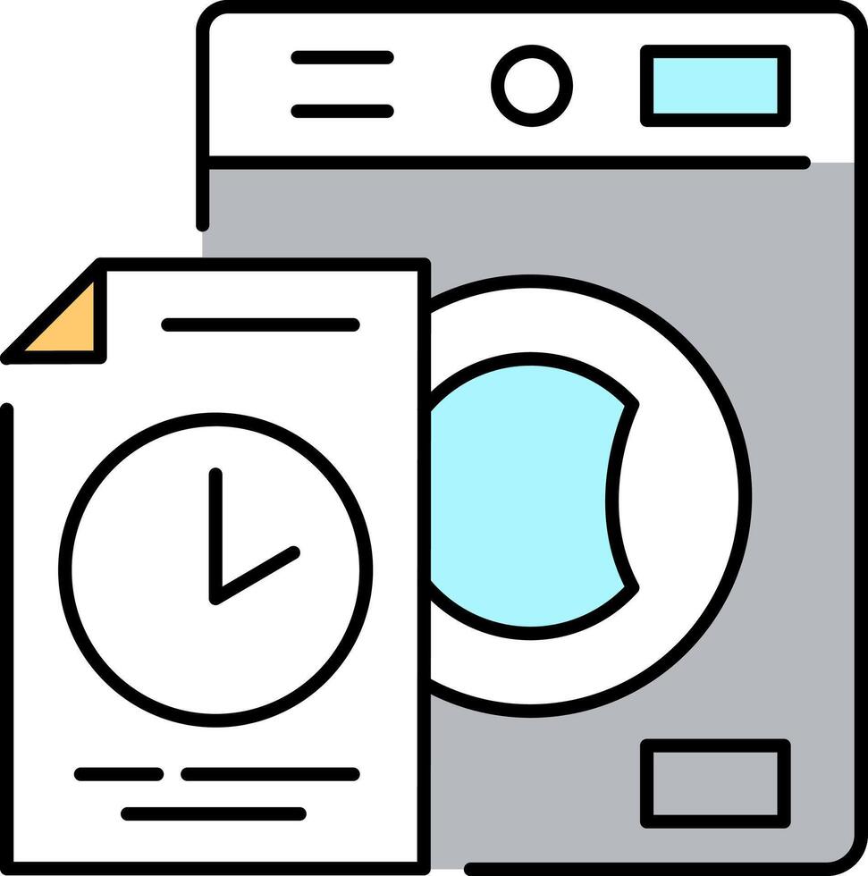 A washer and dryer with a clock on it vector