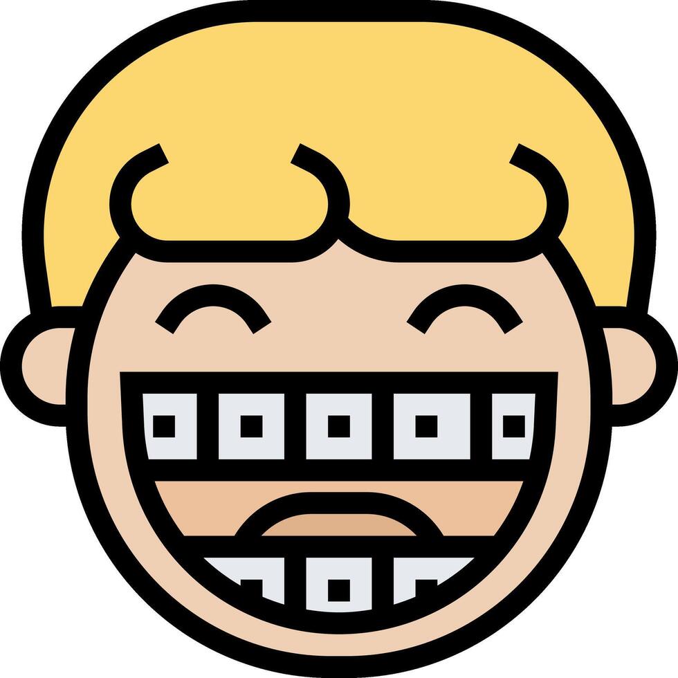 A cartoon face with braces on it vector