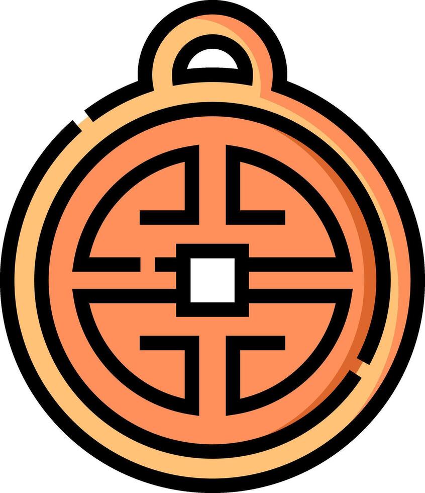 An orange and black chinese symbol on a white background vector
