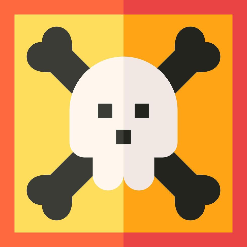 A skull and crossbones icon on a red and yellow background vector
