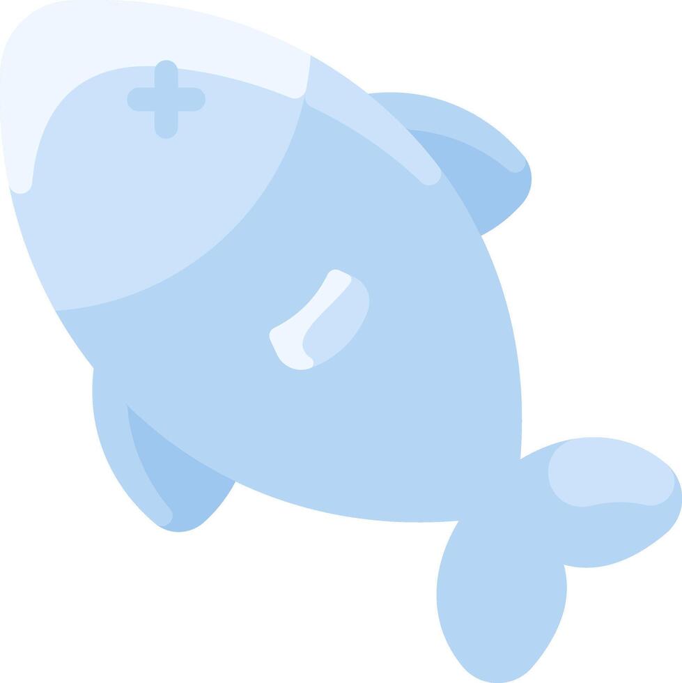 A blue fish with a white cross on its head vector