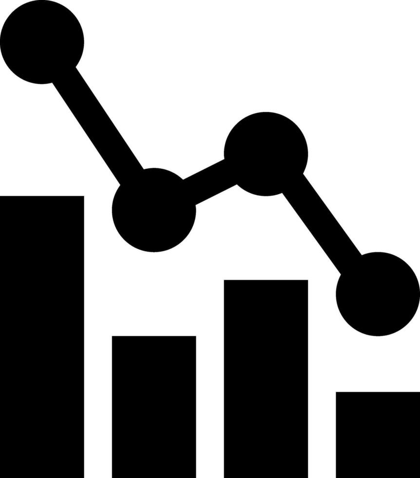 A graph bar chart with a line going up vector